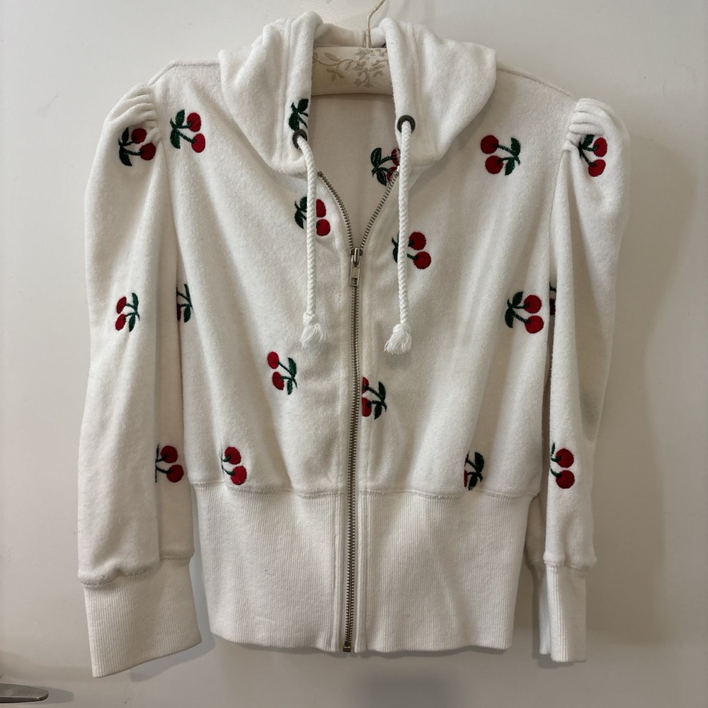 Vintage Betsy Johnson cherry fitted zip up hoodie